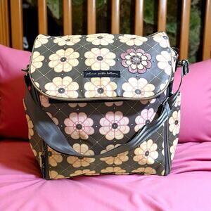 CLEAN Petunia Pickle Bottom Brown Beige Pink Crossbody Backpack Diaper Bag
